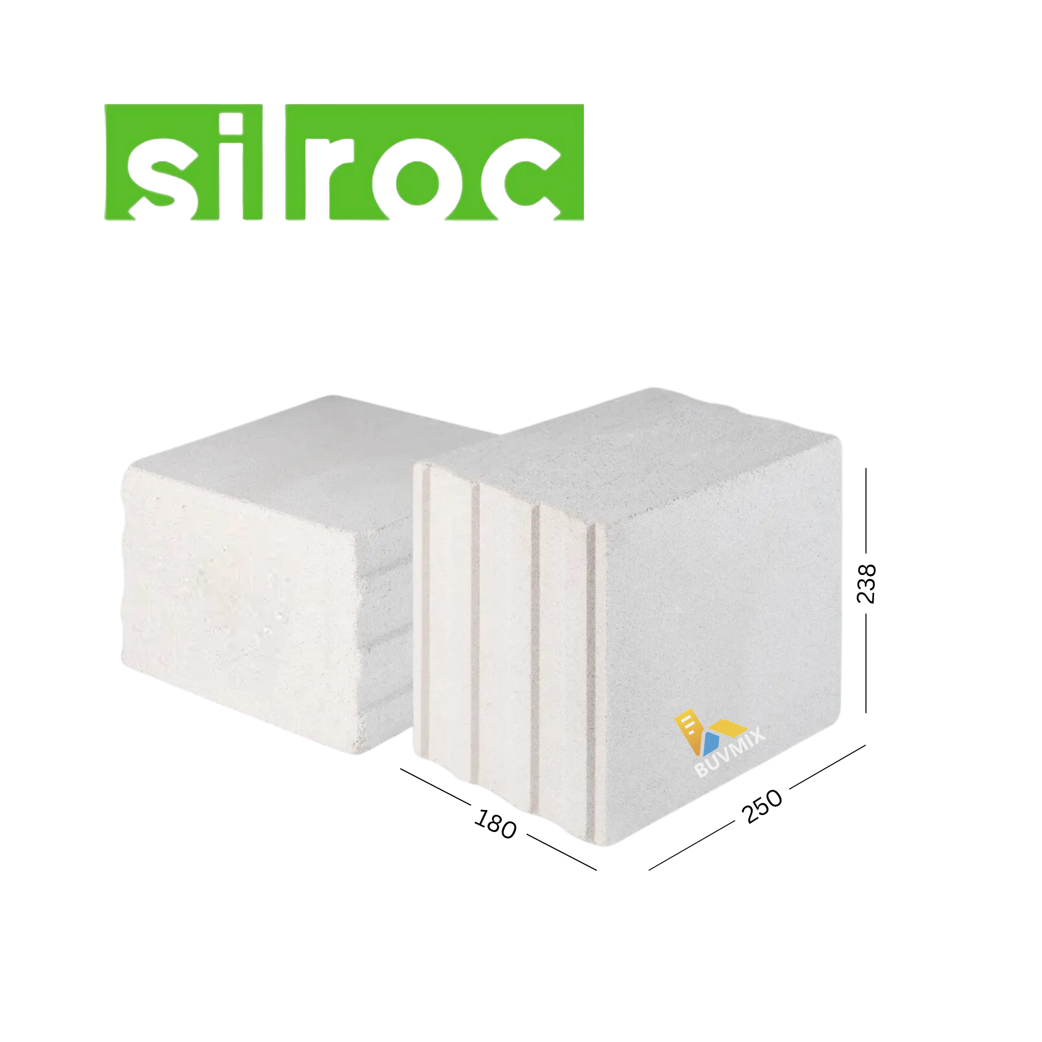 Silroc 180 AAC Silicate Blocks 15MPa 180x250x238mm