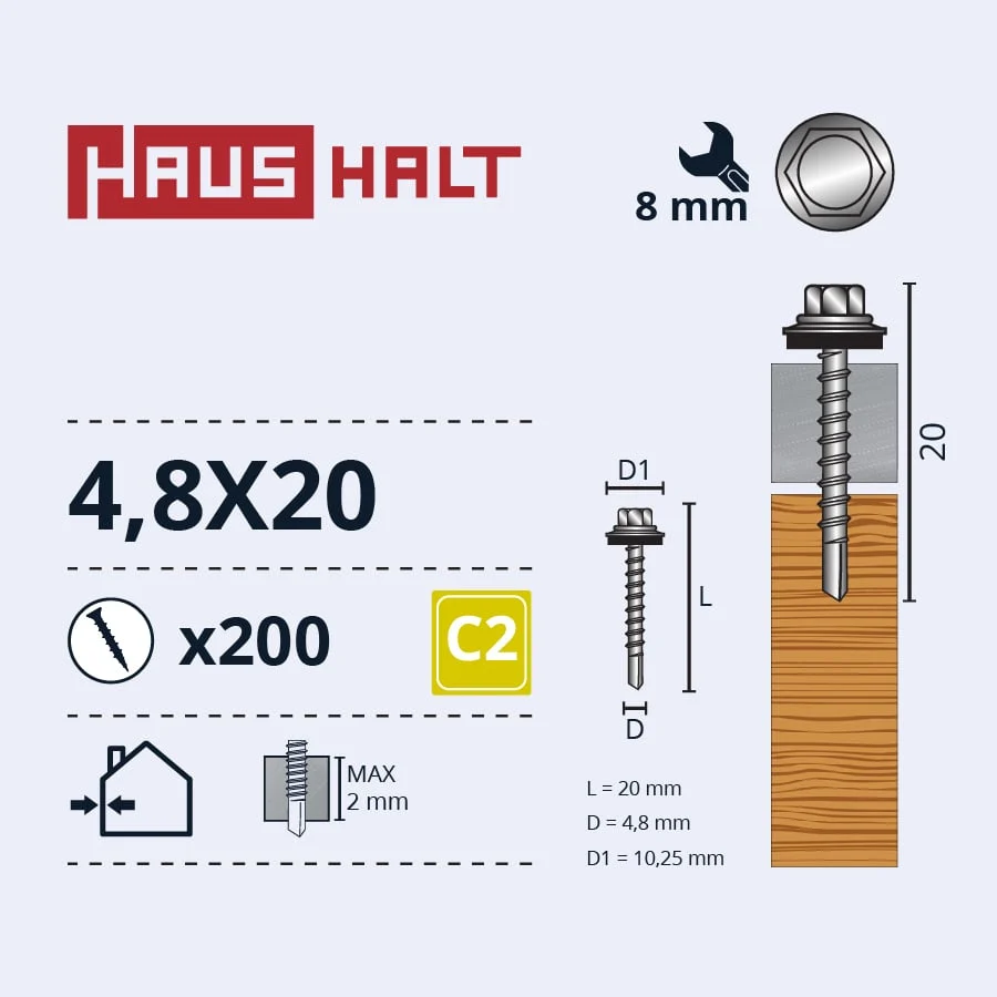 SELF-TAPPING SCREW 4.8X20 ZN (200)