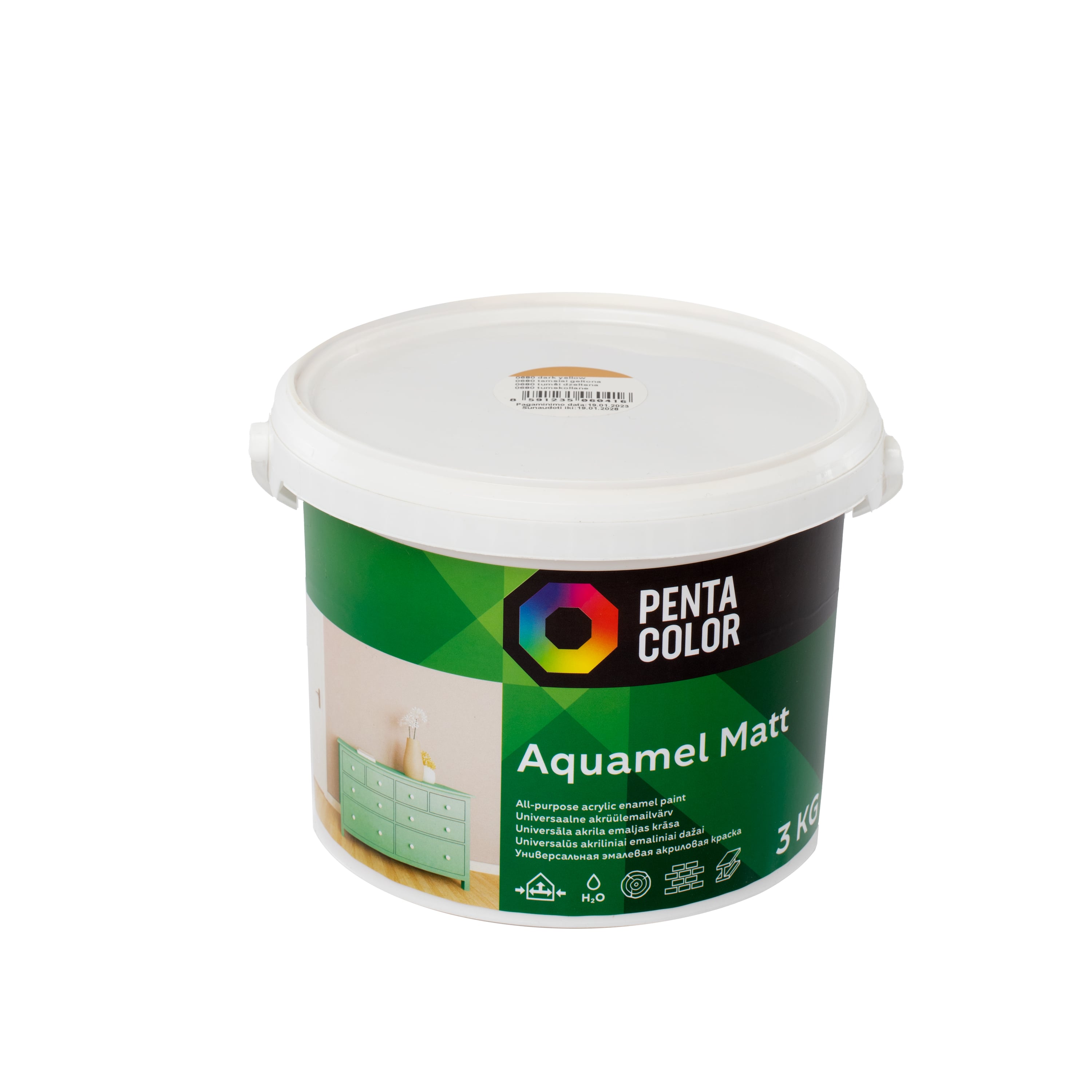 KRĀSA AQUAMEL TUMŠI DZELTENA 3 KG MATĒT