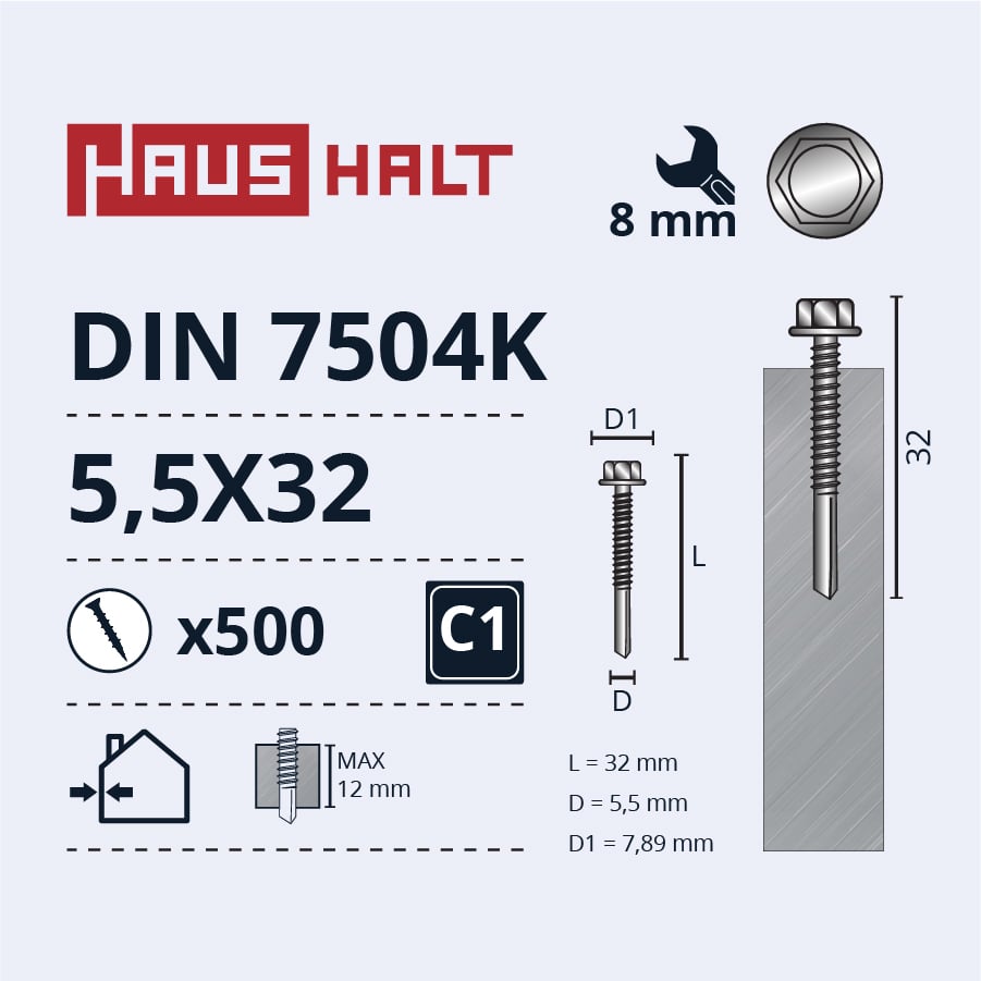 SKRŪVE PAŠGR 5,5X32 DIN7504K 12MM Z(500)