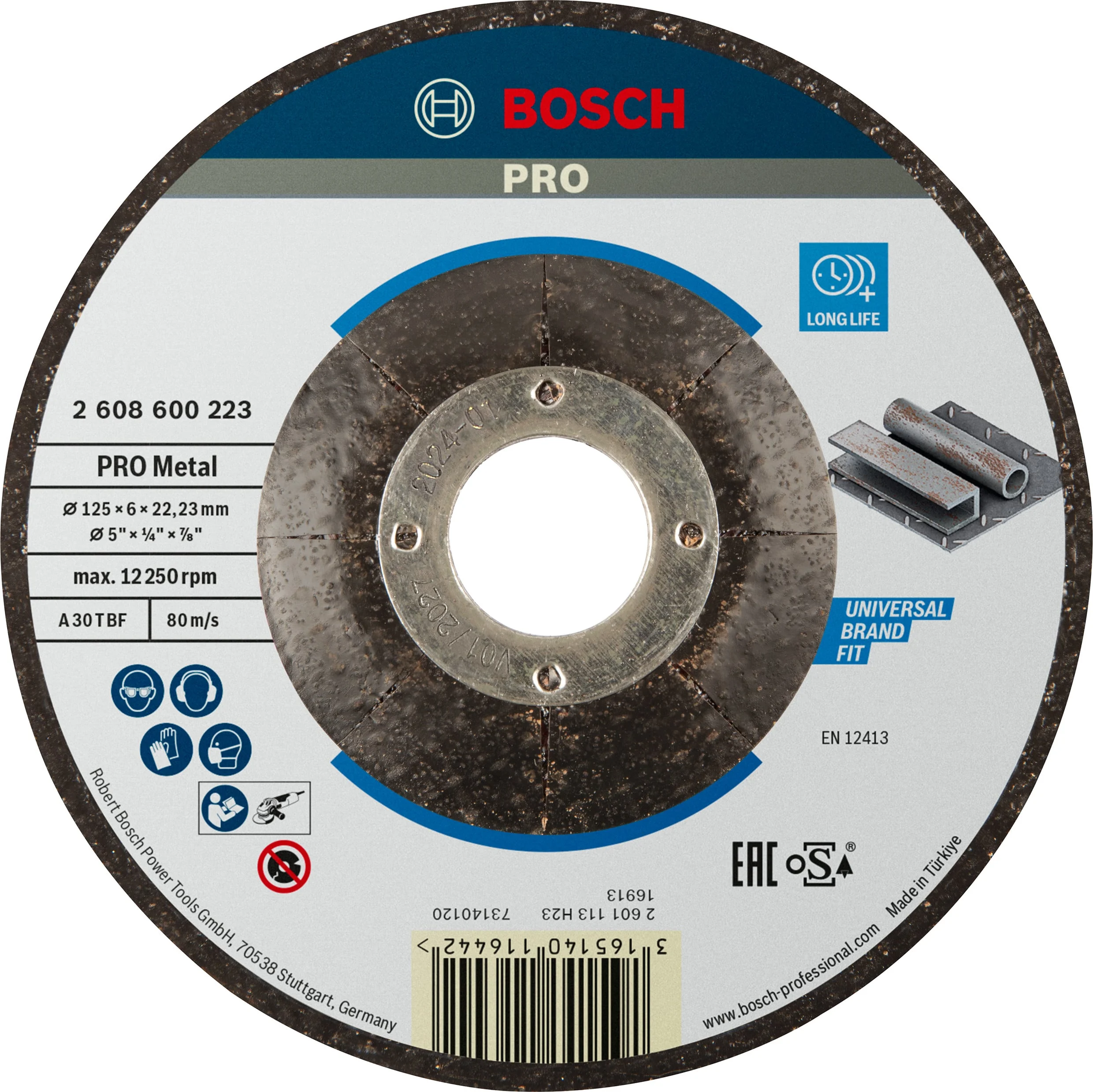 DISCS FOR GRINDING METAL 125X22X6 CONVEX