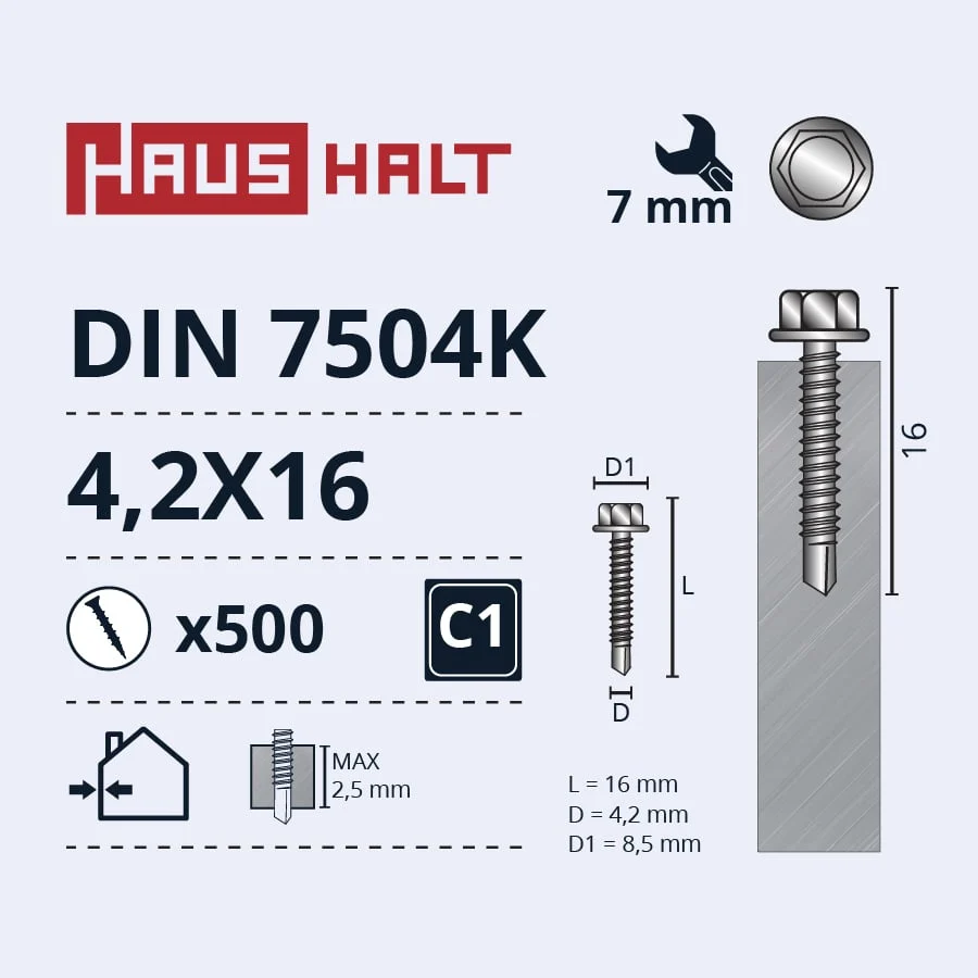 SELF-TAPPING SCREW 4.2X16 DIN7504K ZN(500)
