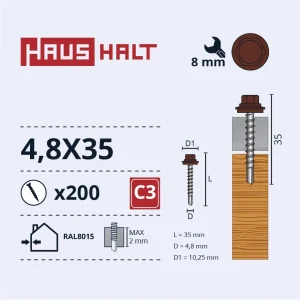 SKRŪVE PAŠGRIEZ 4,8X35 KOKA RAL8015(200)