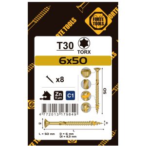 SKRŪVE KOKAM SCR T30 6.0X50 YELL ZN8PCS