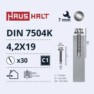 SKRŪVE PAŠGR.4,2X19 DIN7504K ZN 30GAB BL