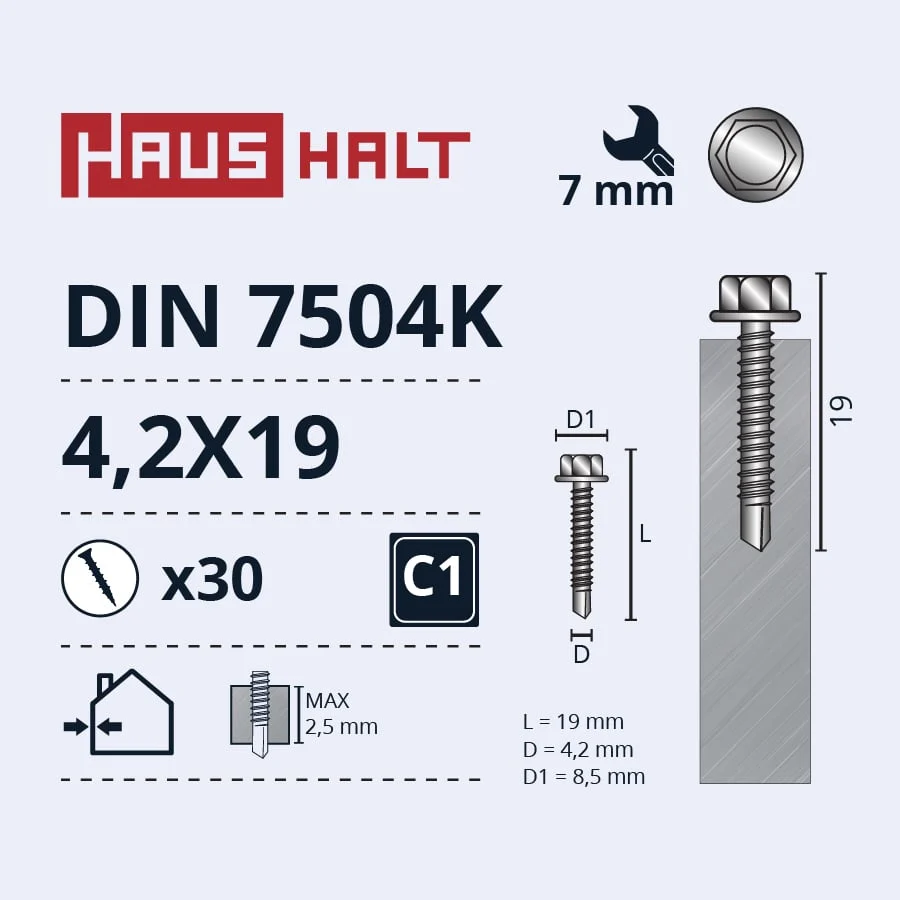 SKRŪVE PAŠGR.4,2X19 DIN7504K ZN 30GAB BL