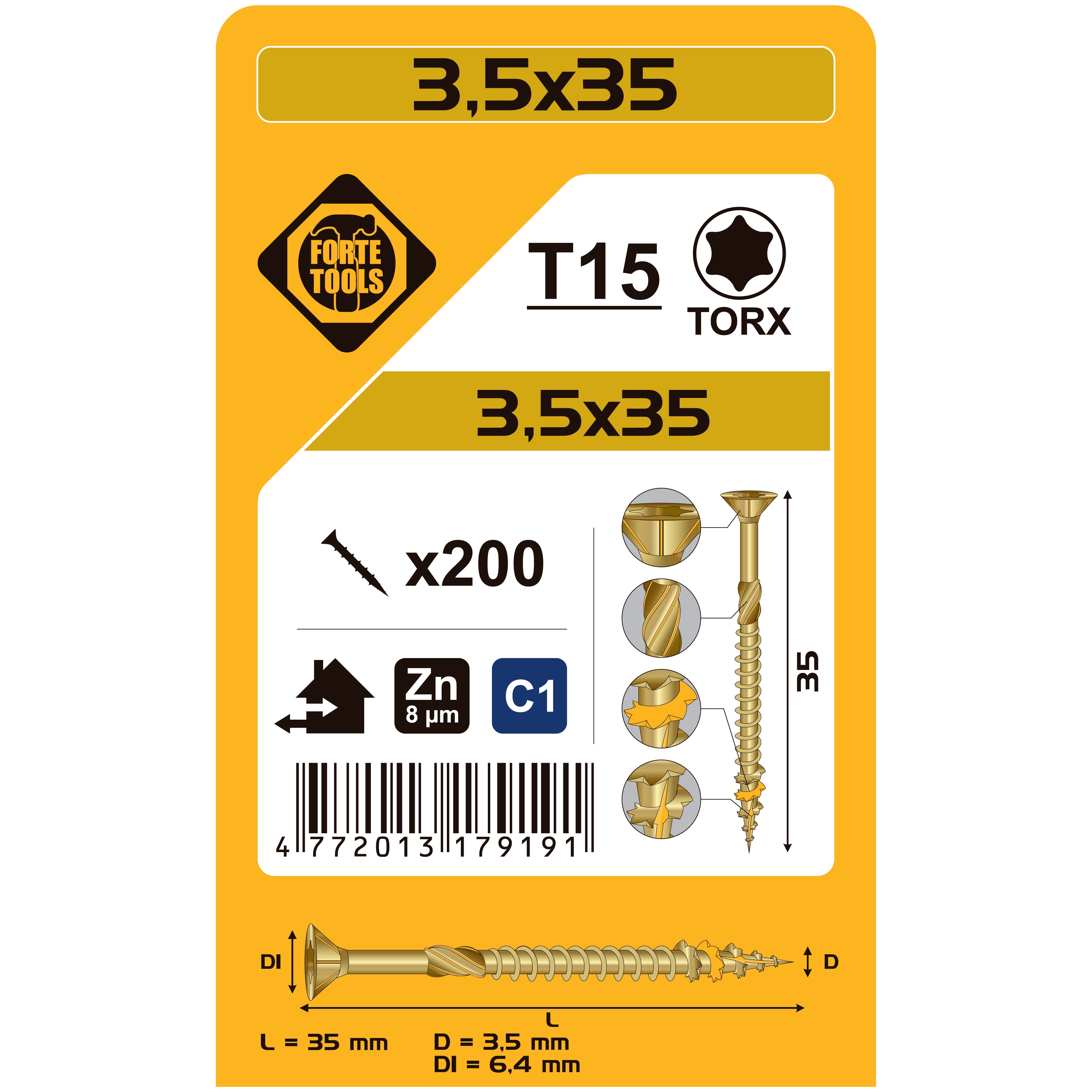 KOKA SKRŪVE T15 3.5X35 DZEL ZN 200GB