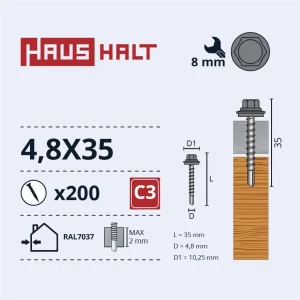 SKRŪVE PAŠGRIEZ 4,8X35 KOKA RAL7037(200)