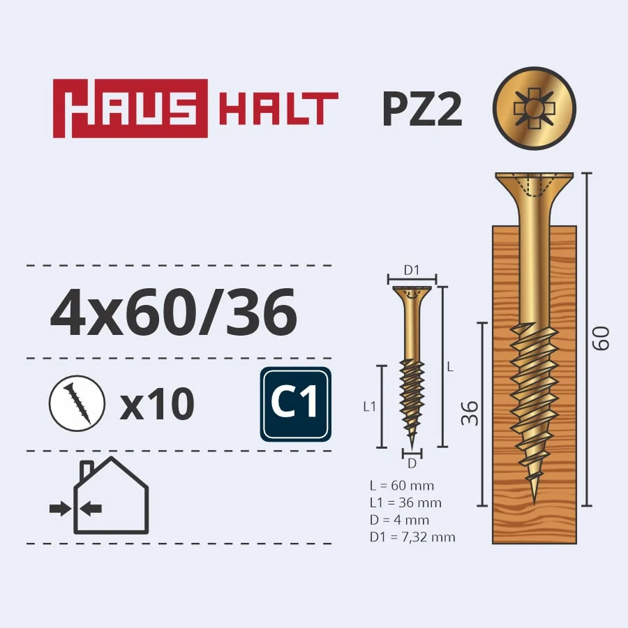 SKRŪVE KOKAM 4.0X60/36 Y ZP10GAB G2