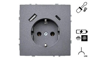 ROZETE+USB A+C IUK-3-01.M/BM MODERN MELN