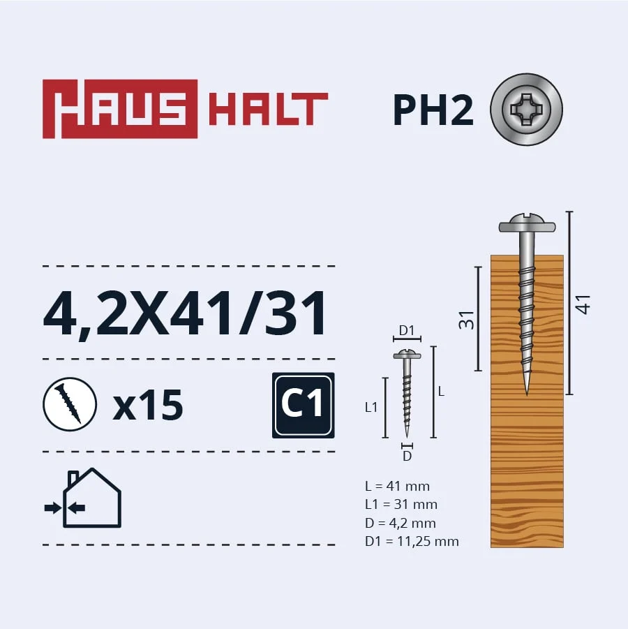 SKRŪVE PAŠG. 4,2X41/31 KOKAM ZN 15GAB BL