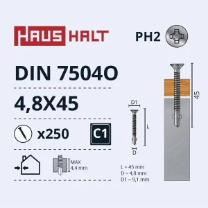 SKRŪVE PAŠGR.4,8X45DIN7504O KOK/MET(250)