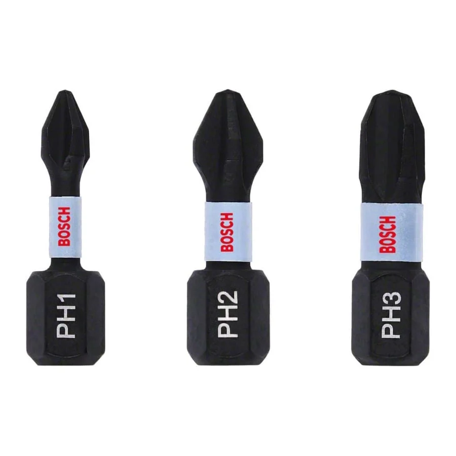 SCREWDRIVER TIPS BOSCH 25MM PH1/2/3 3P