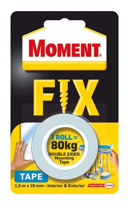 ADHESIVE TAPE MOMENT DOUBLE SUPER FIX HOLDS 80KG