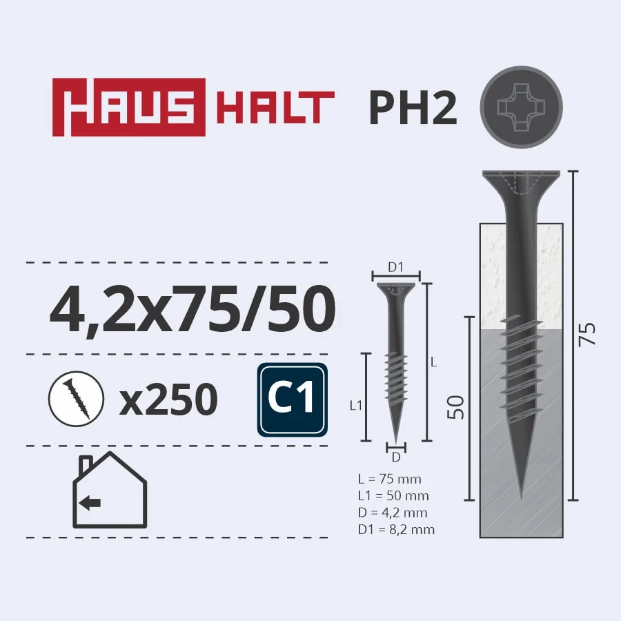SCREW FOR METAL 4.2X75/50 (250)