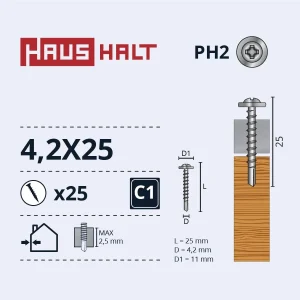 SELF-DRILLING SCREW 4.2X25 FOR WOOD + 25PCS PACK