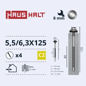 SKRŪVE PAŠGRIEZ. 5,5/6,3X125 MET 4GB BL