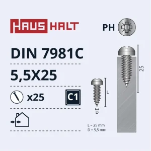 САМОРЕЗ 5.5X25 DIN7981C ZN 25ШТ БЛ