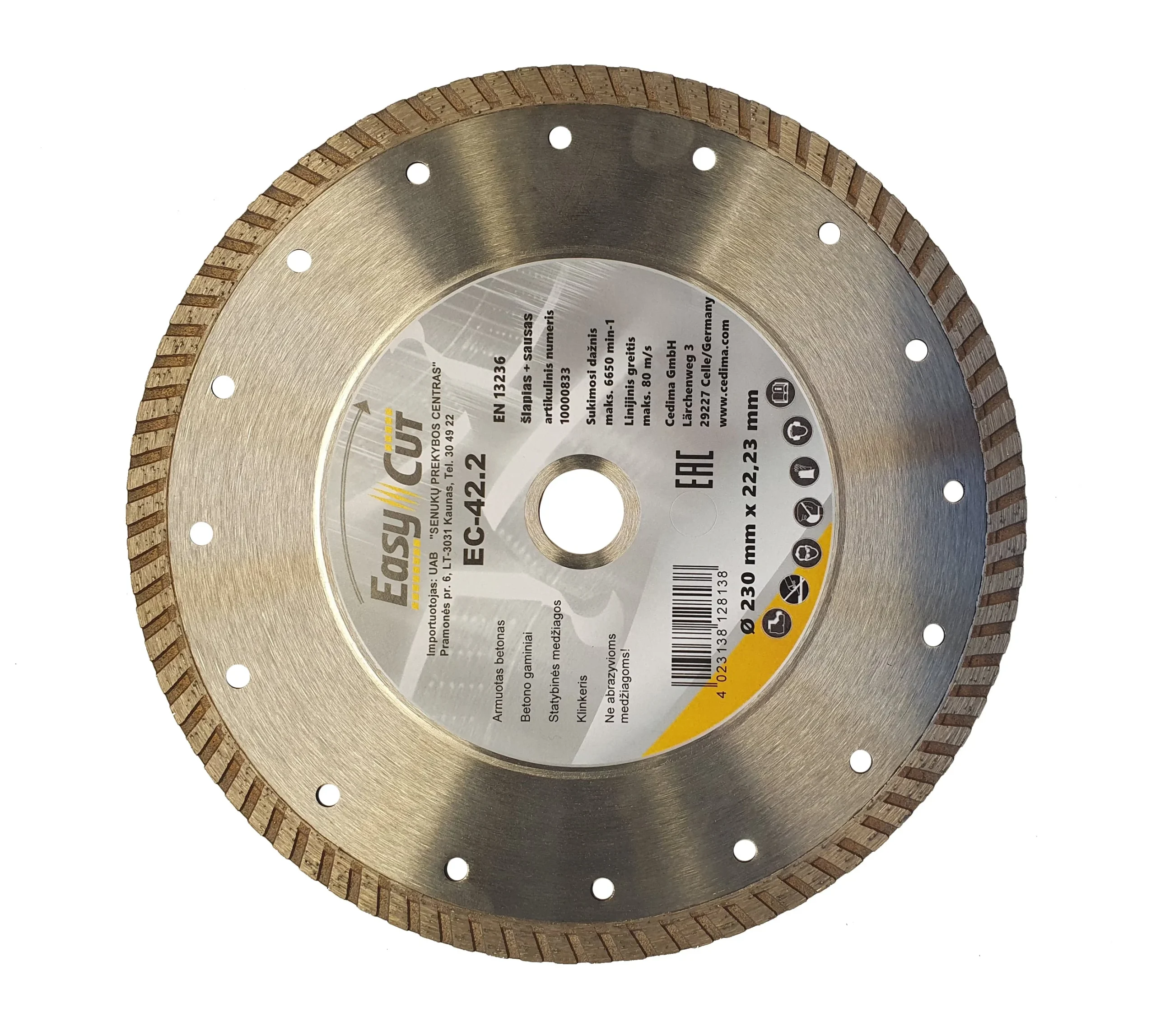 DIAMOND CUTTING DISC TURBO 230X2.6X22.23