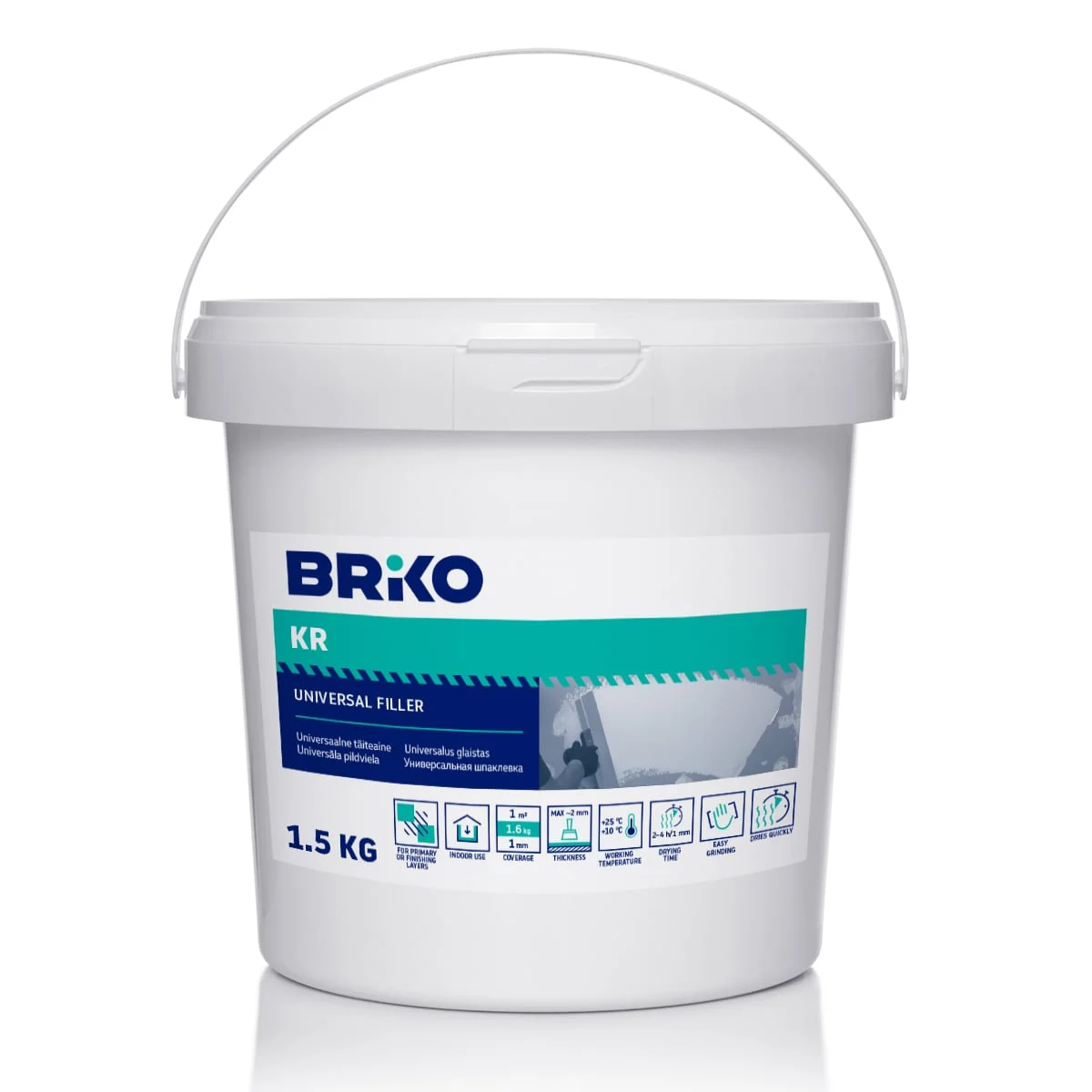 ШПАКЛЕВКА BRIKO 1,5 КГ С ЗАПОЛНЕНИЕМ ИЗ МЕЛА