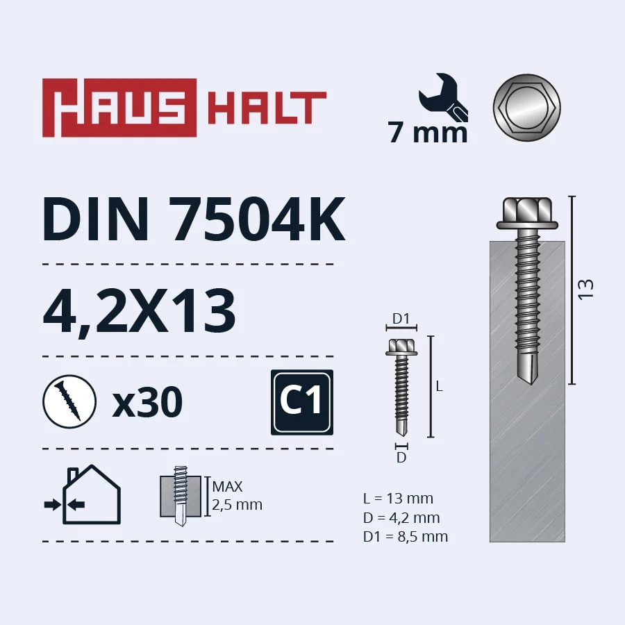 SKRŪVE PAŠGR.4,2X13 DIN7504K ZN 30GAB BL