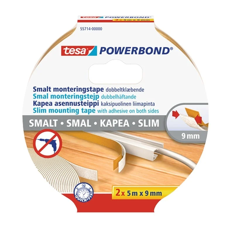 TESA DOUBLE-SIDED TAPE NARROW 2X5MX9MM