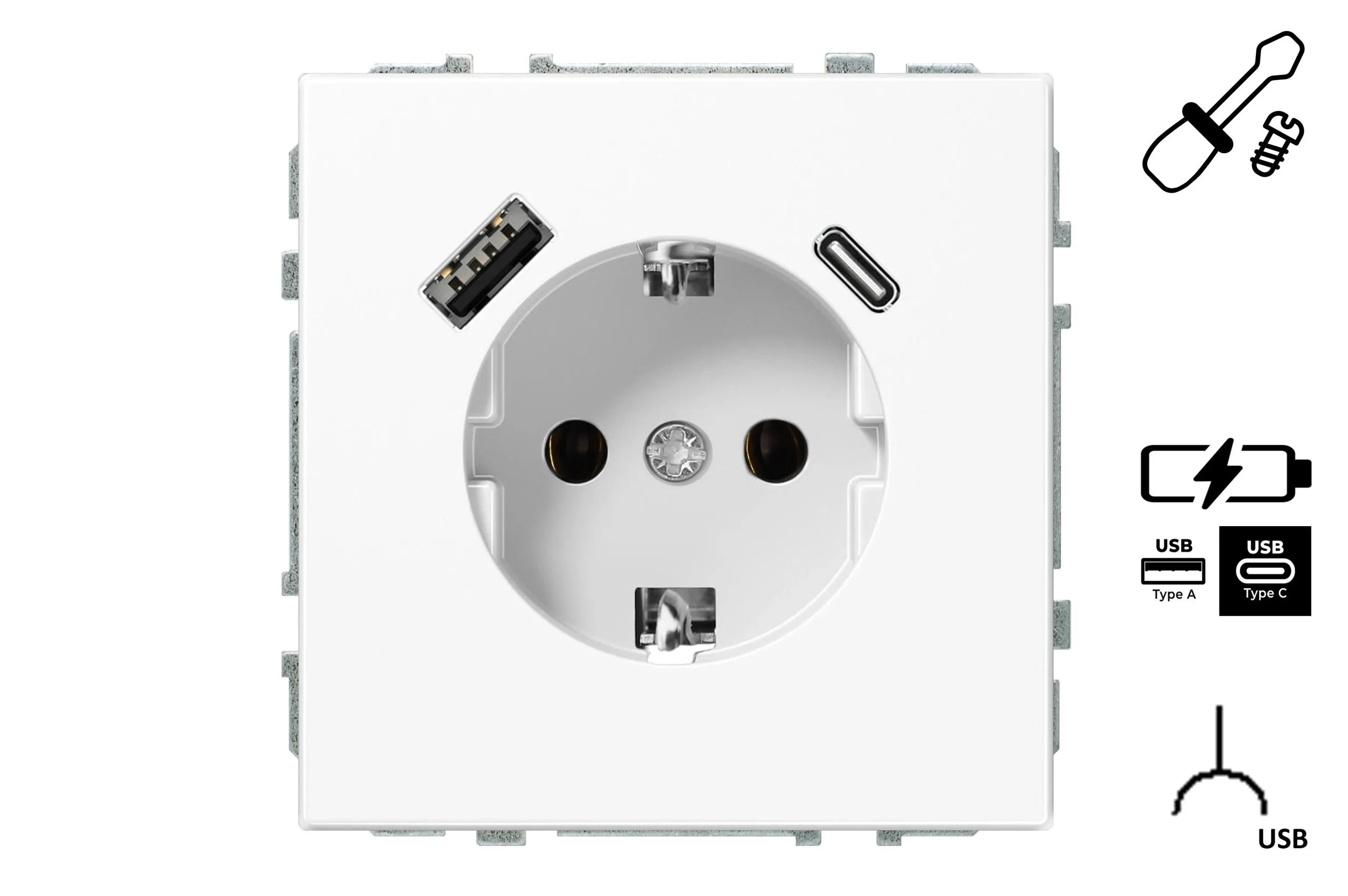ROZETE+USB A+C IUK-3-01.M/WM MODERN BALT