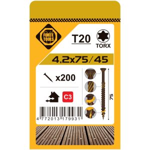 TERASES SKRŪVES T20 4.2X75 BROWN (200)