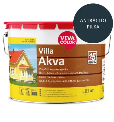 КРАСКА ДЛЯ ДЕРЕВА VILLA AQUA СЕРАЯ 7016 9L