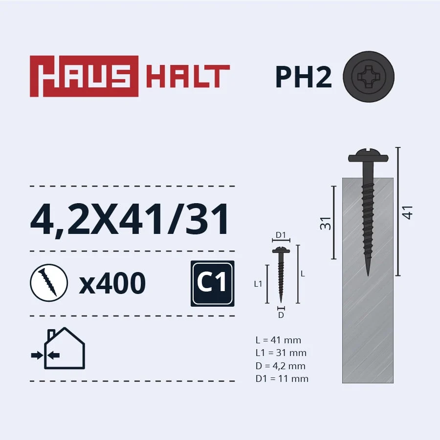 SKRŪVE PAŠGRIEZ 4,2X41/31 MET/MET(400)