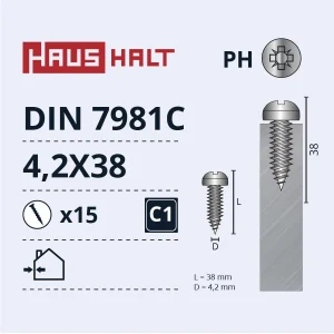 ШРУП БС.4.2X38 DIN7981C ZN 15ШТ БЛ