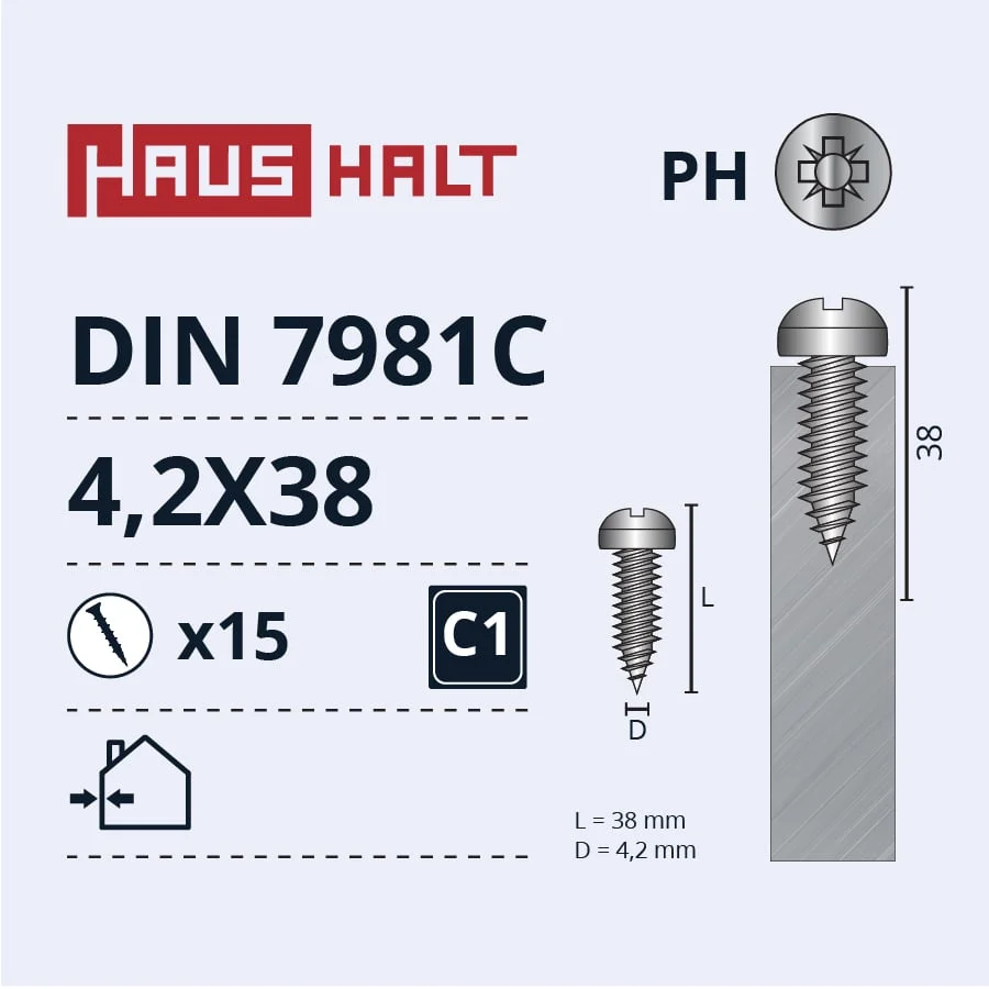 ШРУП БС.4.2X38 DIN7981C ZN 15ШТ БЛ