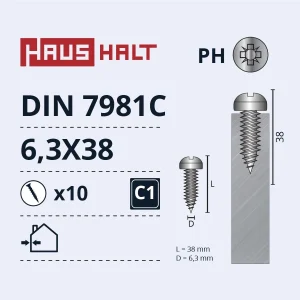 ВИНТОВКА САМООБЕЗОПАСИВАЮЩАЯ 6.3X38 DIN7981C ZN 10ШТ БЛ