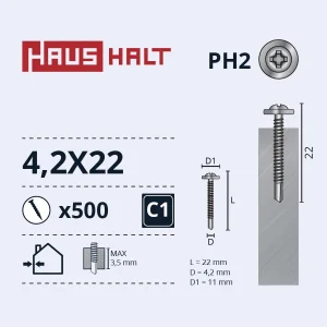 SKRŪVE PAŠGRIEZ. 4,2X22 MET/MET (500)