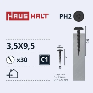 SCREW.SELF.TAP.3.5X9.5 MET+PHOS 30PC BL
