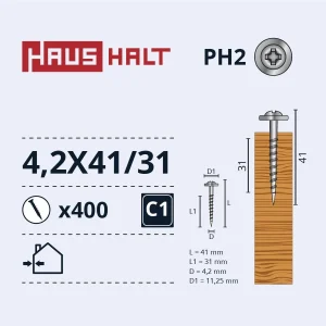 SKRŪVE PAŠGRIEZ 4,2X41/31 KOKAM ZN (400)