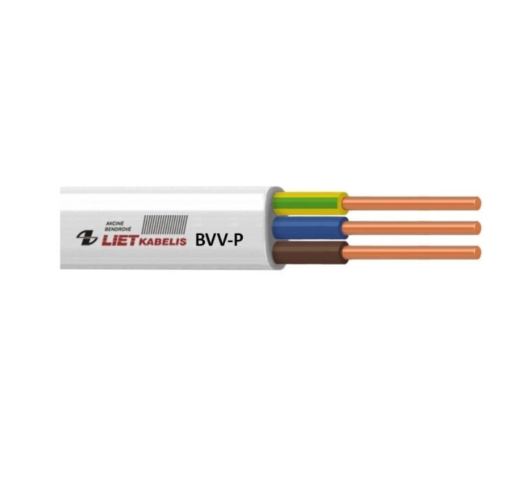 KABELIS BVV-P 2X2.5 BALTS (200)