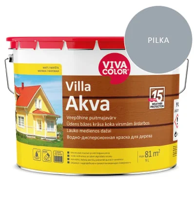 КРАСКА ДЛЯ ДЕРЕВА VILLA AKVA СЕРОЙ 7040 9L