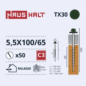 SKRŪVE PAŠGRIEZ 5,5X100/65 TORXRAL6020