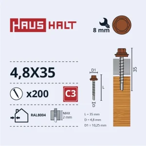 SKRŪVE PAŠGRIEZ 4,8X35KOKAM RAL8004(200)