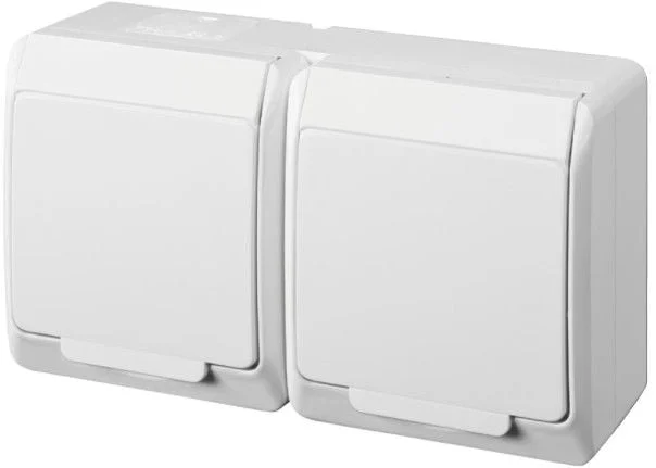 РОЗЕТА HERMES 0325-02 1+1 IP44 БЕЛАЯ