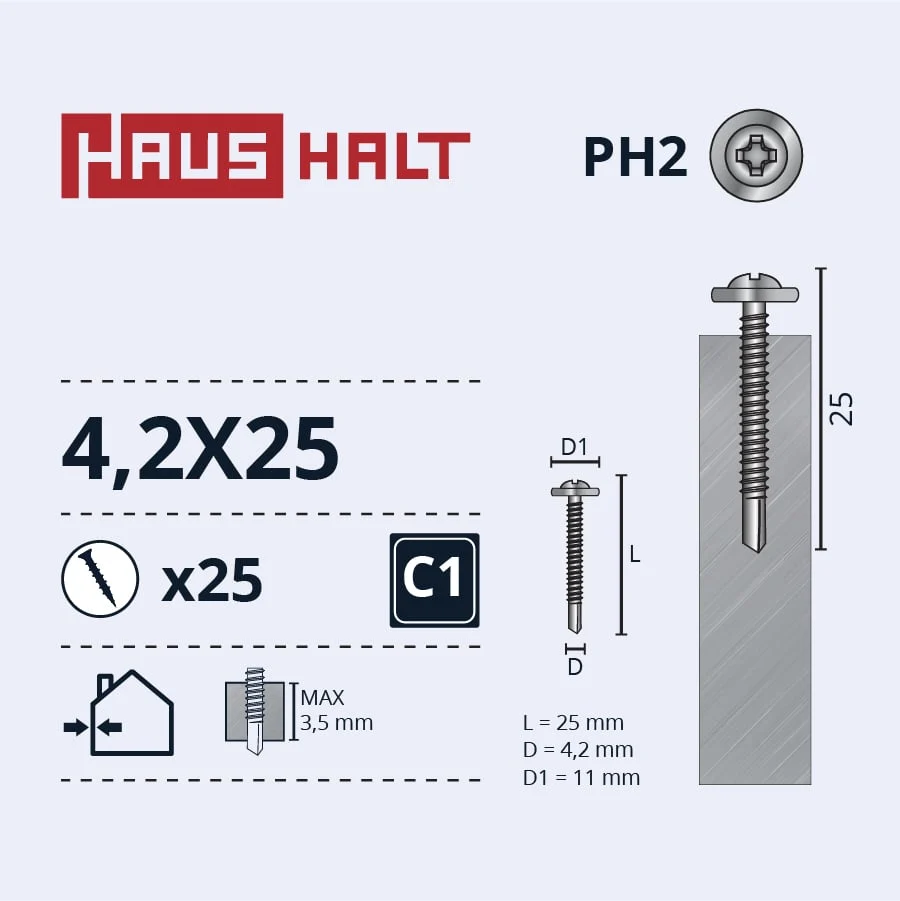 SKRŪV.PAŠG.4,2X25 MET+DRILL ZN 25GB BL