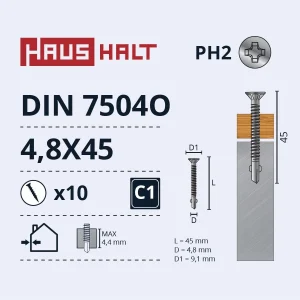 SKRŪV.PAŠ.4,8X45DIN7504OKOKA/MET 10GB BL