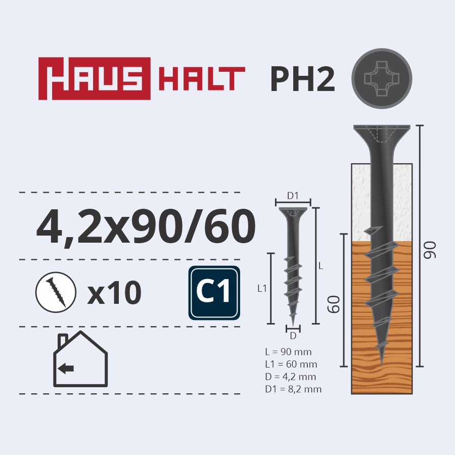 SCREW REG. WOOD 4.2X90/60 10PCS O2