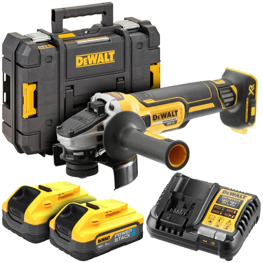 DeWALT Angle Grinder 125mm 18V PS 2x5Ah