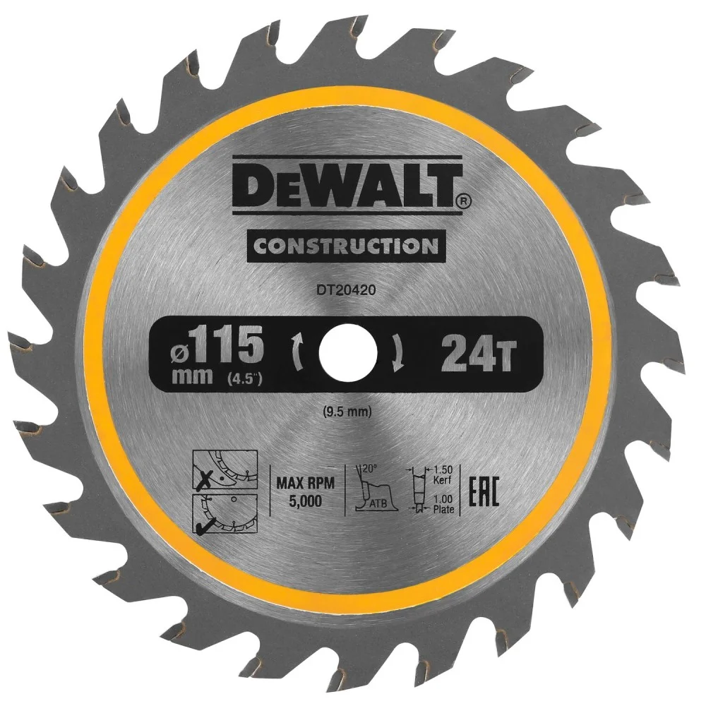 DEWALT 115mm 24T TCT saw blade