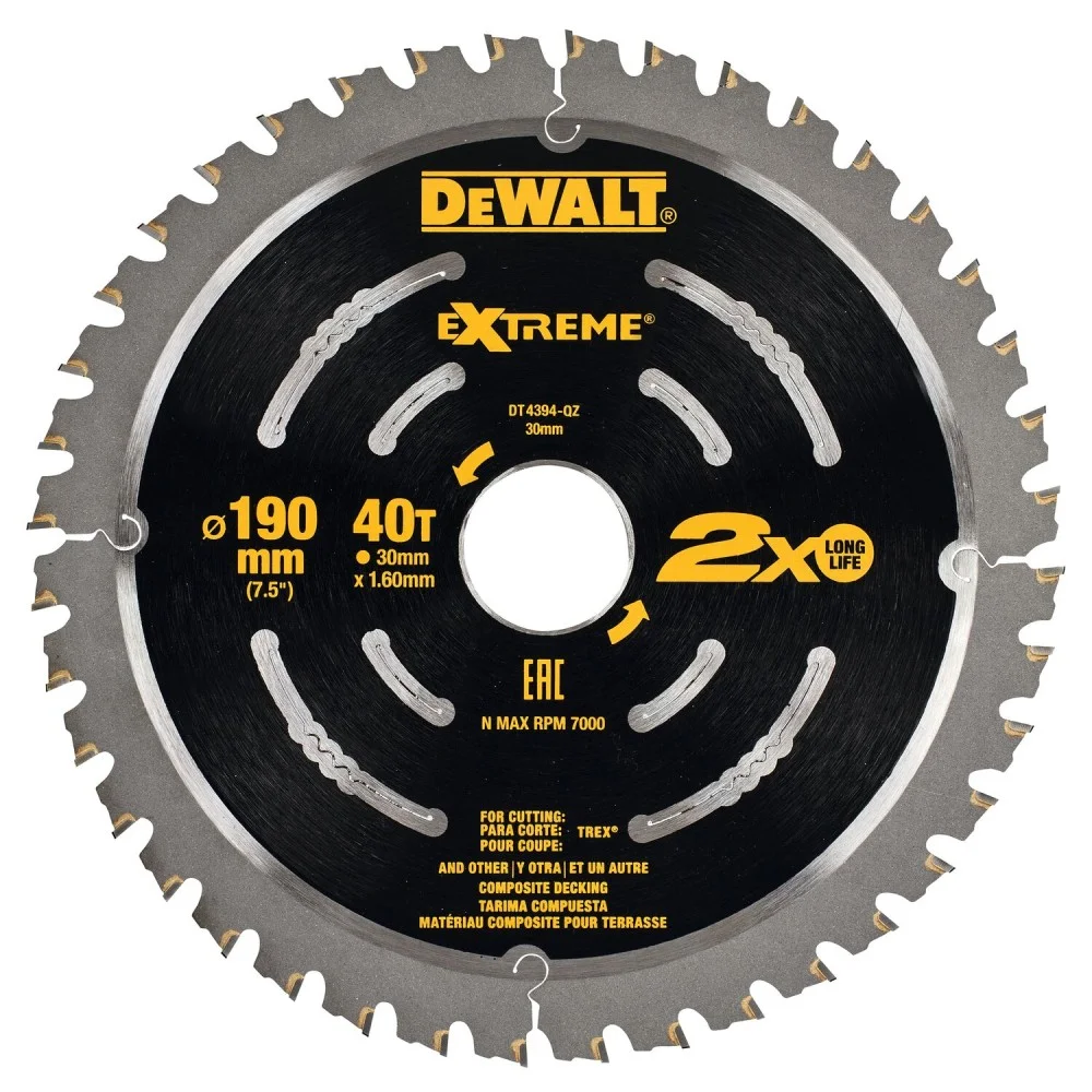 DeWALT Saw Blade 190X30mm CompDeck 40T