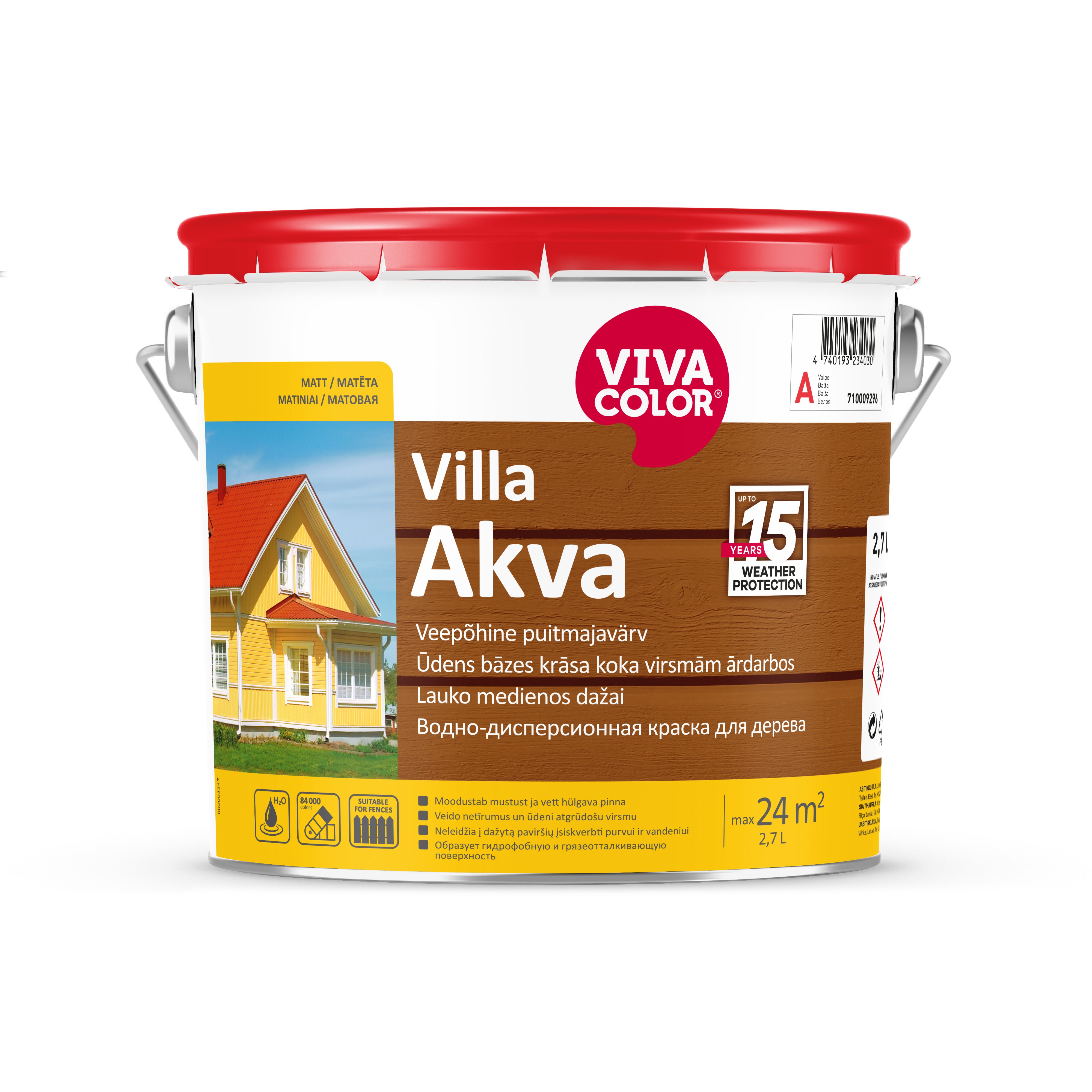 КРАСКА ДЛЯ ДЕРЕВА VILLA AKVA A 2,7L