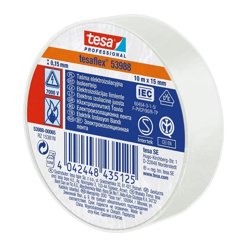 PVC INSULATION TAPE 1.1X15 10M WHITE