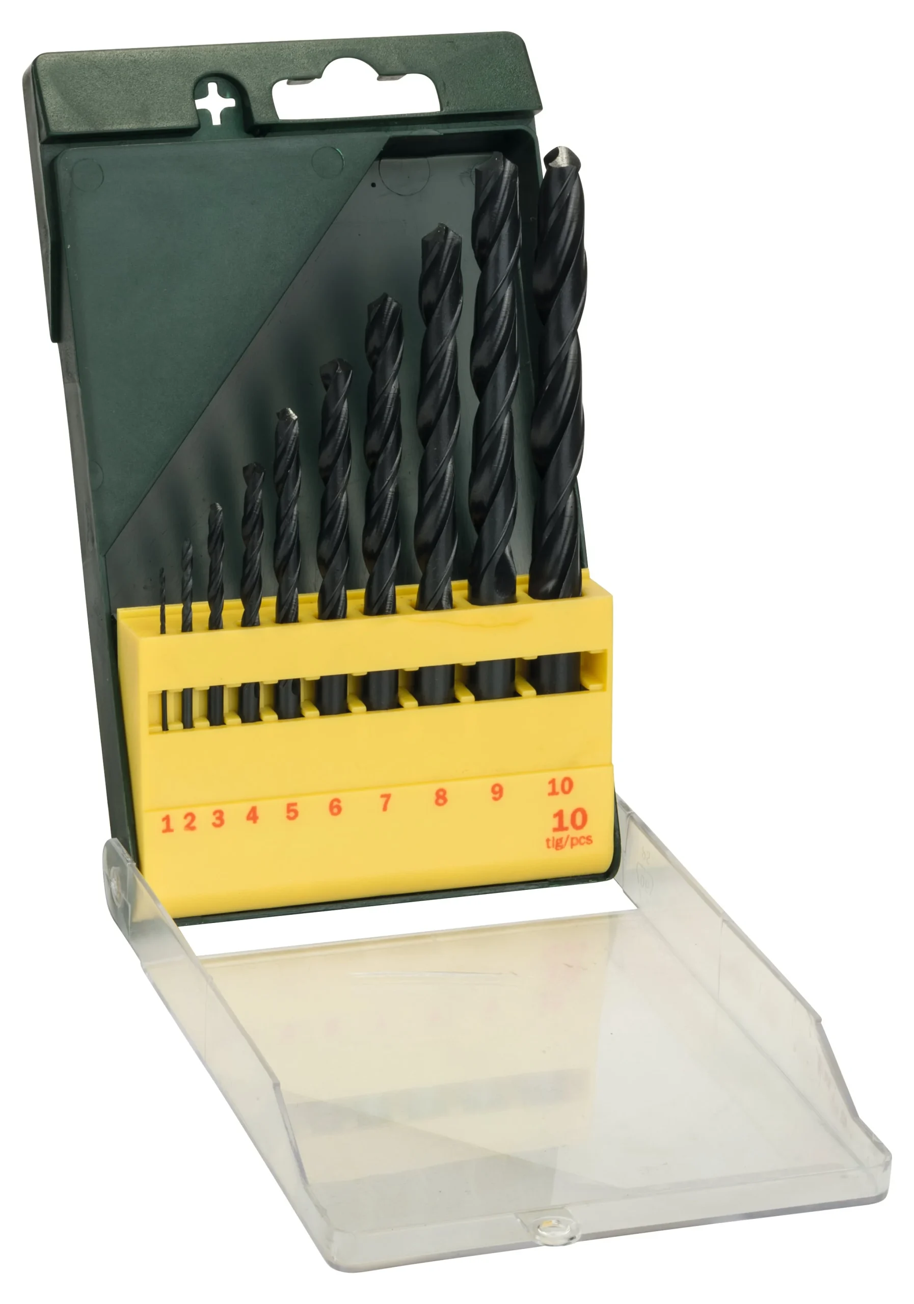 SET OF 10 HSS-R DRILLS FOR METAL